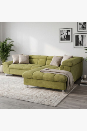 Ecksofa mit Schlaffunktion grün Hartholz Kieferrahmen